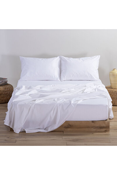 Nef Nef Homeware Fitted King Size Elastic Sheet 100% Cotton Nef-Nef Basic 180x200+35 cm White