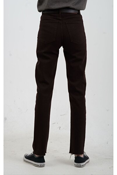 Zelish My Sister Παντελόνι τζιν με κομμένο πόδι σε καφέ χρώμα