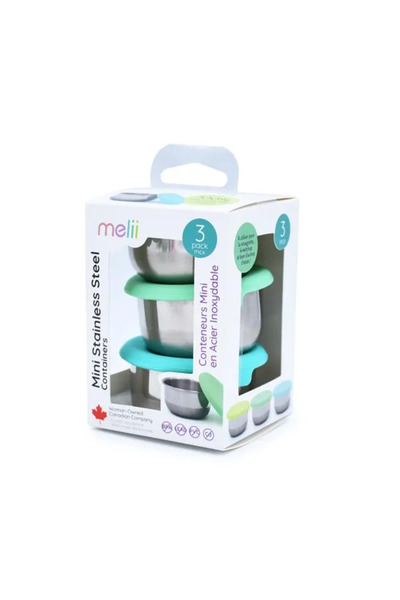 Melii 3 Mini Stainless Steel Containers Blue Mint Lime