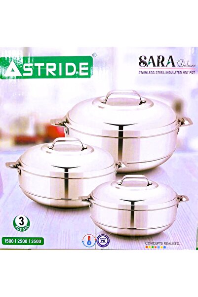 Stride Set of 3 stainless steel food containers with a pot design for heat retention (3500/2500/1500 ml)