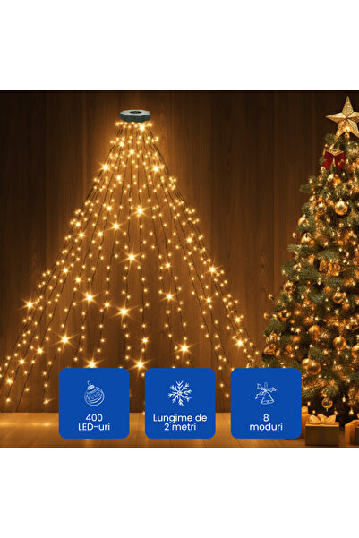 OferteTop Instalație De Crăciun Tip Plasă Cu 400 De LED-uri Și 8 Programe (2 Metri)