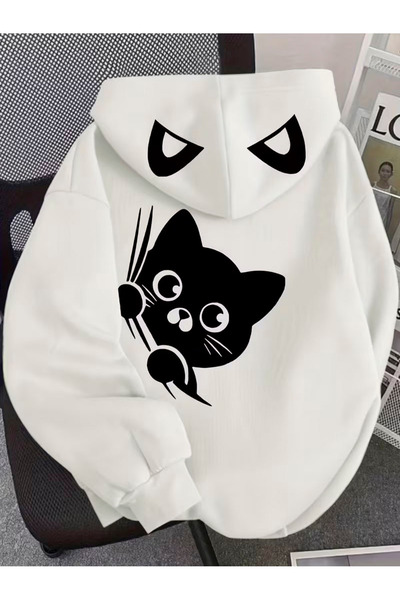 ALİ.COM Дамска/унисекс суитшърт с качулка с мотив „Сладко коте“