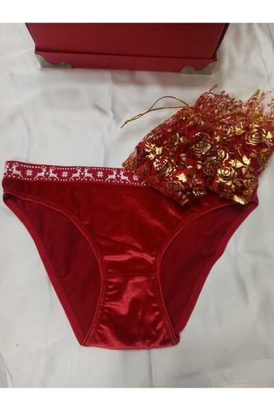 ovee store Yilbaşi Temali Kadin Kirmizi Külot (kese Ve Hedi̇ye Paketi̇ Dahi̇ldi̇r)