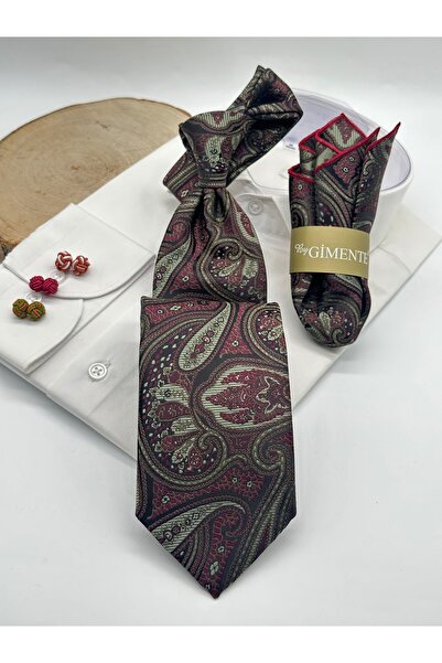 Gutiero ربطة عنق كلاسيكية مع منديل منقوش بالشال الأخضر