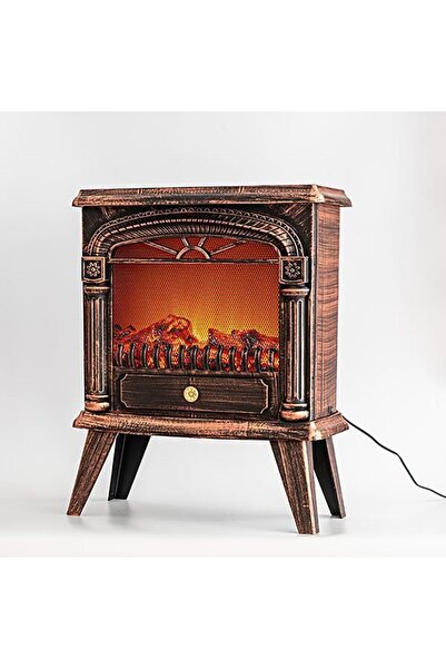 EUROLAMP vintage copper LED fireplace decoration with flame effect