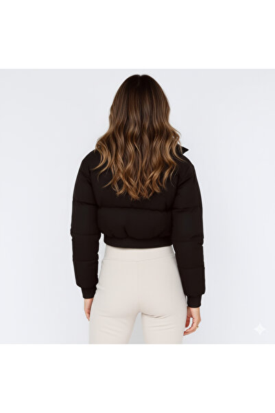 OEM Cropped Quilted Winter Puffer Jacket – Stand-Up Collar and Hidden Zipper