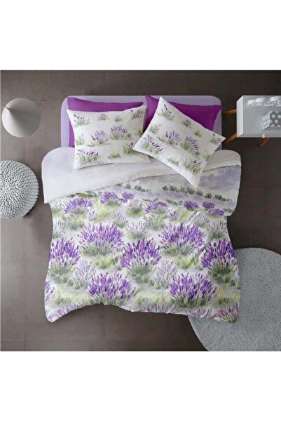 Dormisete DHome Renforce bed linen set 220x230 + duvet cover 180x210 + 2 pillowcases 50x70 cm (green-lavender)