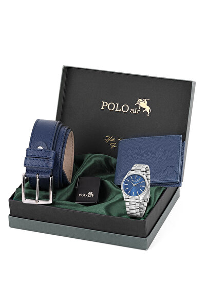 Polo Air Takvimli Erkek Kol Saati Cüzdan Kemer Çakmak Hediyelik Kutusunda Lac...