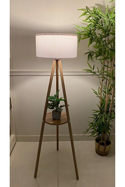 Turkish Home Wooden floor lamp with shelf, modern design - 150 cm