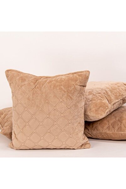 Global-Store Global Store Velour Decorative Cushion 40x40 cm beige-gold