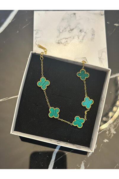 Menshure Green Clover Steel Bracelet