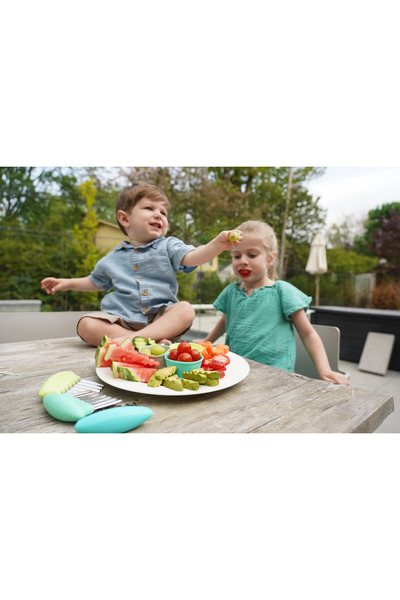 Melii Snack Knife Set - 3 Cutters, Blue Mint Lime