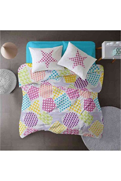 Dormisete DHome Renforce Playground Bedding Set - Sheet 240x260, Duvet Cover 200x220, 2 Pillowcases 50x70