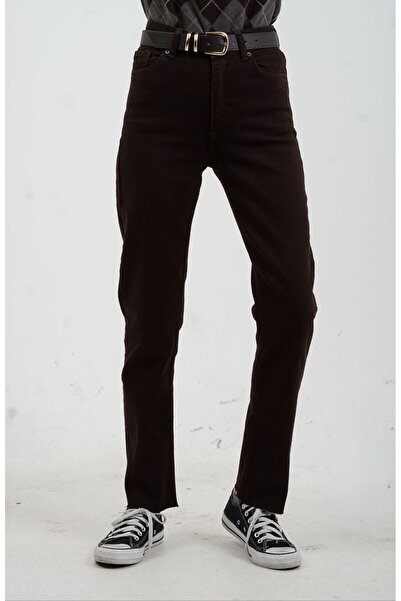 Zelish My Sister Παντελόνι τζιν με κομμένο πόδι σε καφέ χρώμα