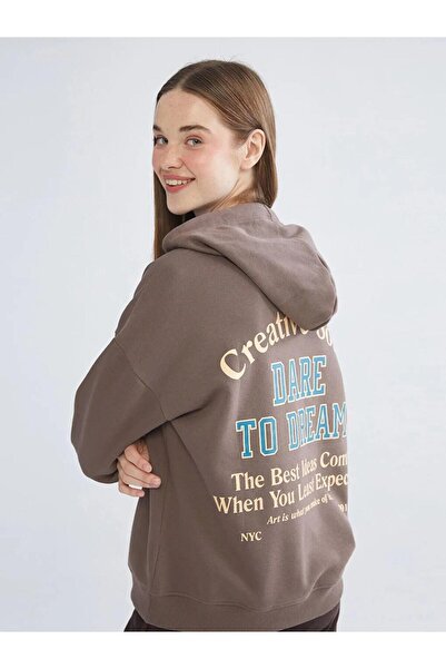 LC Waikiki με τύπωμα oversized Γυναικεία χοντρή κουκούλα (W5)