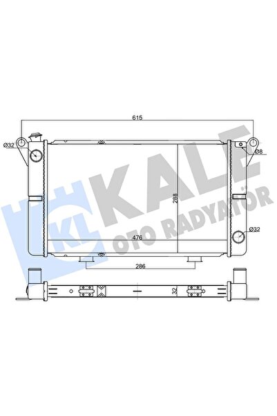 KALE Radyatör Renault R12 Toros Tl,Tx,S Alüminyum Brazıng 32Mm (1 Ad )
