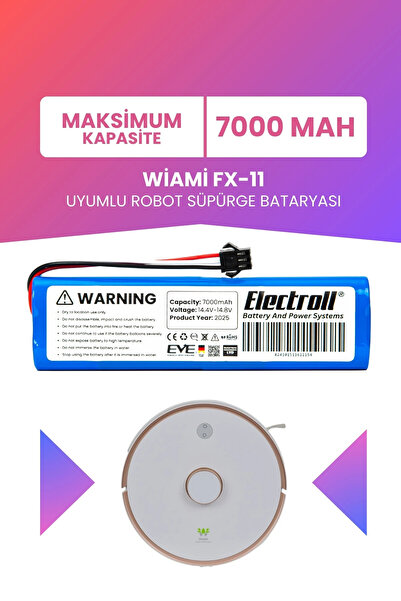 ELECTROLL Wiami Fx-11 Uyumlu Batarya (MAKSİMUM KAPASİTE) 7000mah Pil Robot Sü...