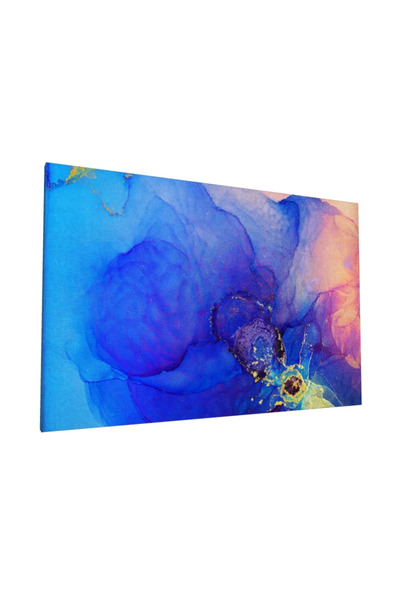 PozaTablou Pictură pe pânză: Fluid abstract albastru și auriu 100x70 cm