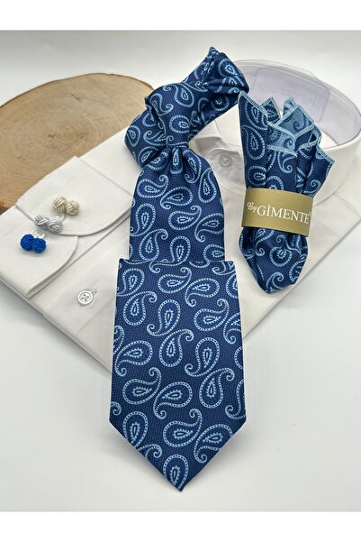 Gutiero ربطة عنق كلاسيكية منقوشة باللون الأزرق الداكن