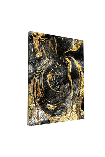 PozaTablou Pictură pe pânză: Spirale aurii pe fundal negru texturat 70x100 cm