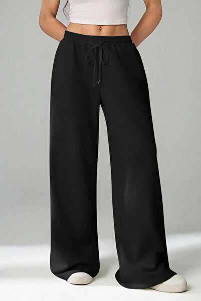 Sun Victoria Women's Black High Waist Wide Leg Loose Trousers