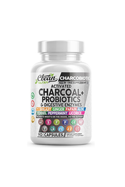 Clean Nutraceuticals Supplements, Activated Charcoal Shilajit 5000mg Pills Probiotic 200 Billion Digestive 90 Capsules