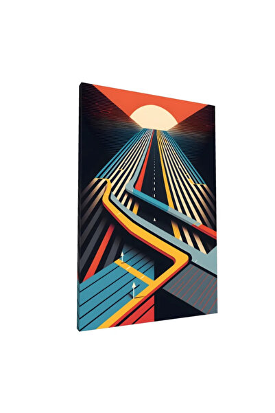 PozaTablou Pictură pe pânză: Răsărit de soare geometric în culori vibrante 80...