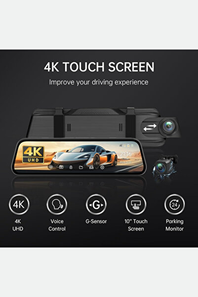 X-All داش كام مرايا سيارة امامية مزودة بكاميرا امامية وخلفية بدقة 4K