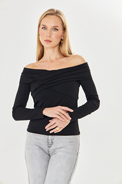 let s shine Μπλούζα με μακρύ μανίκι με σταυρωτό λαιμό - 737