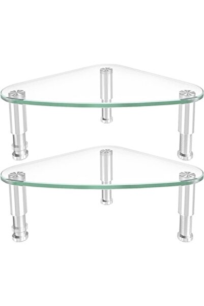 Hemudu Triangular tempered glass monitor stand — height adjustable, tilt, 40 ...