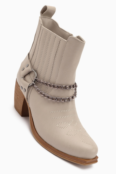 Limoya Γυναικείες μπότες Western με κέντημα Deana Beige