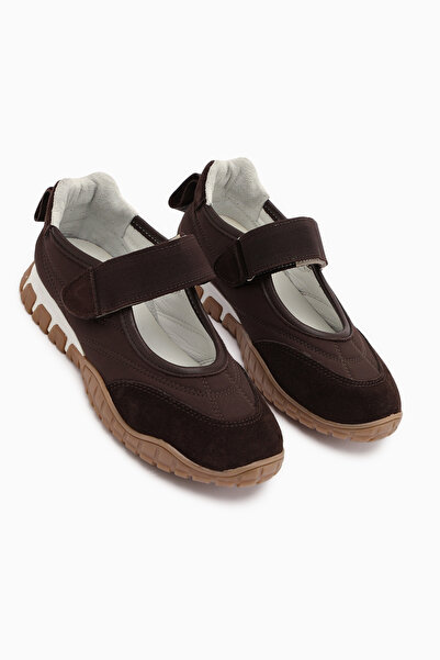 Limoya Nora Brown Fur Velcro Sports Ballerinas