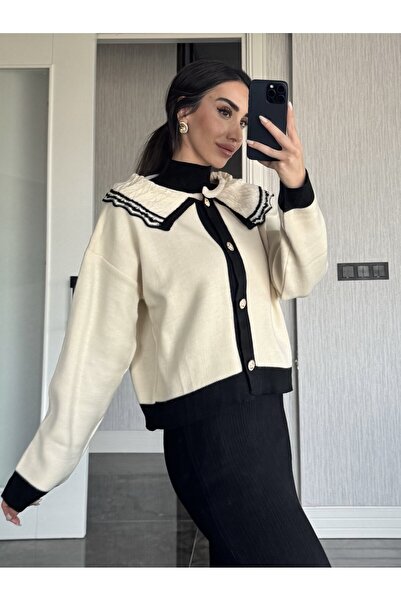 nowglamup Apron Collar Cardigan Sweater