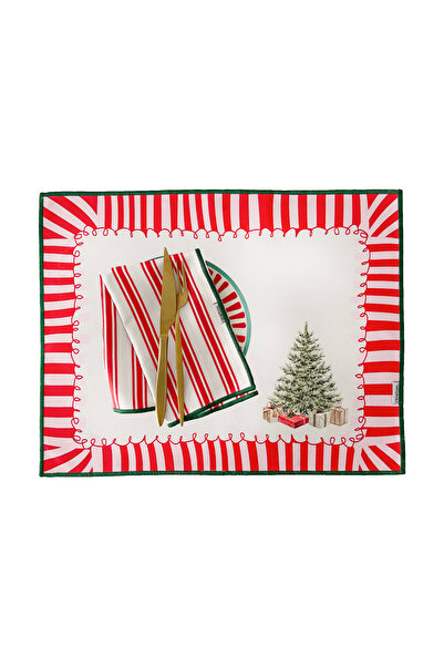 RİTMOHOME Yılbaşı, Yeni Yıl Desenli, Renkli, Kenar Biyeli Amerikan Servis 35x...