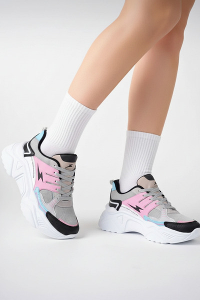 Encool Pantofi sport casual pentru femei, gri, roz, albastru – talpă conforta...