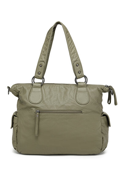 Hüvendo Multi-Pocket Casual Large Size Shopper Design Adjustable Strap Women's Shoulder Bag Dark Green