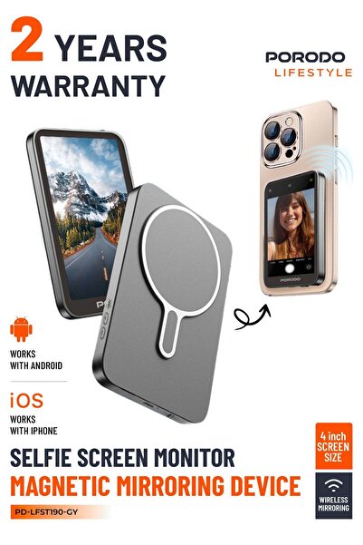 porodo شاشة مراقبة سيلفي عالية الدقة مقاس 4.02 بوصة مع جهاز انعكاس مغناطيسي -...