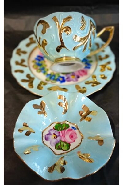 Handmade Esterhomedecor Hand-Painted Single-Person Tray Porcelain Cup Set