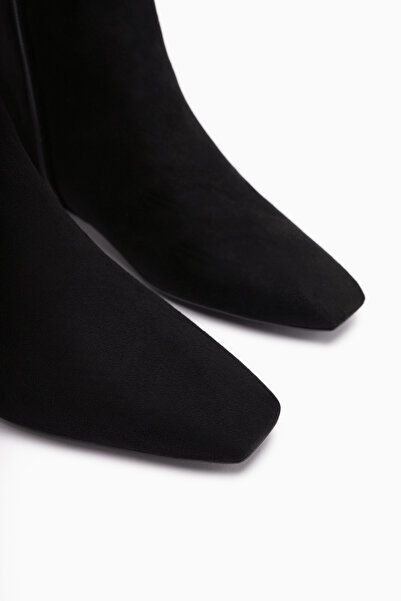 Limoya Grace Black Suede Short Heeled Blunt Toe Women's Boots