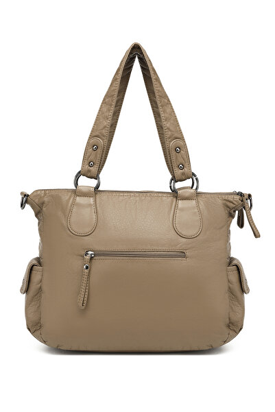 Hüvendo Multi-Pocket Daily Large Size Shopper Design Adjustable Strap Women's Shoulder Bag Mink