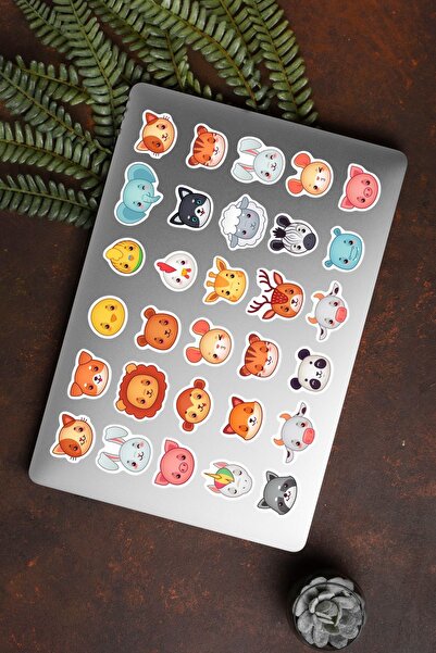 hediyenebak مجموعة ملصقات لشخصيات الحيوانات اللطيفة |   ملصق للكمبيوتر المحمول والكمبيوتر الشخصي والتابلت والهاتف والدفتر ومجلة البوليت جورنال