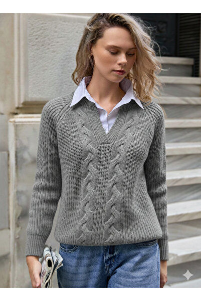 ikomteks Shirt Collar Knitwear Sweater