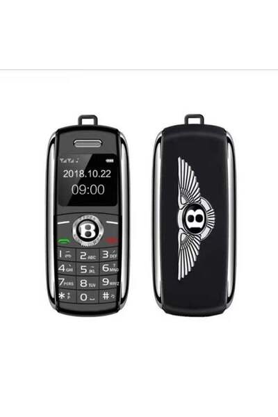 Generic Bentley Car Key Design V8 Mini Mobile Phone Dual SIM Black 32MB RAM 32MB 2G