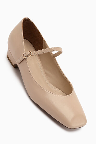 Limoya Yuphin Beige Short Heeled Belted Women's Heeled Shoes