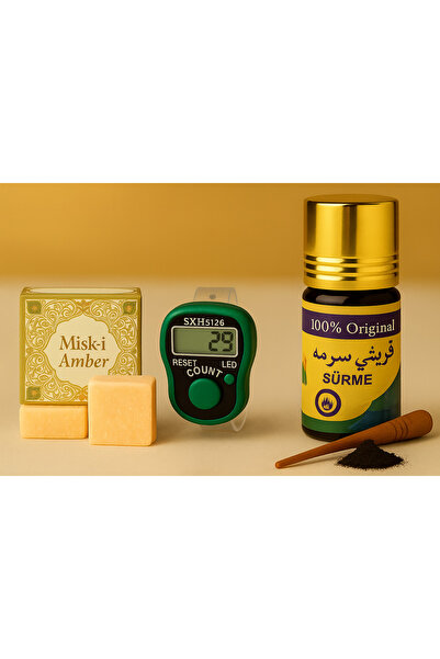 Metler Siyah İsmid Sürme Tozu Ahşap Çubuklu | Misvak + Dijital Zikirmatik Doğ...