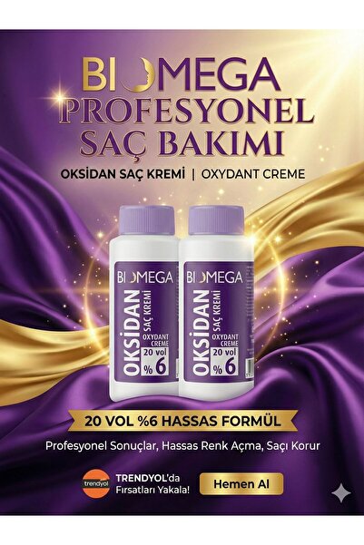 BIOMEGA oksidan krem 20 volüm % 6-Beyaz kapama için (2* 60 ml.) 2'li Avantaj Paketi