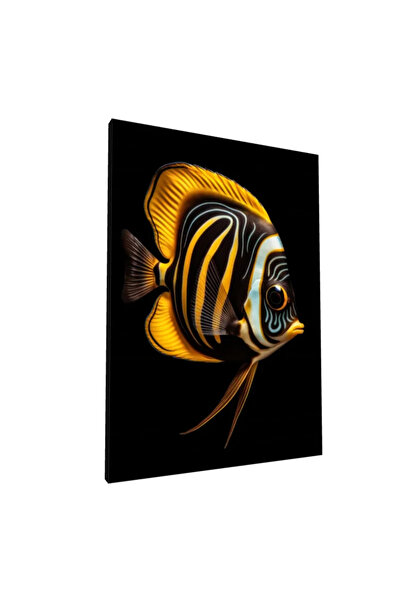 PozaTablou Pictură pe pânză: Pește tropical cu dungi aurii 80x110 cm