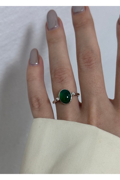 KİLİGİSTANBUL Green Cat Eye Stone Retro Ring (Size Adjustable)