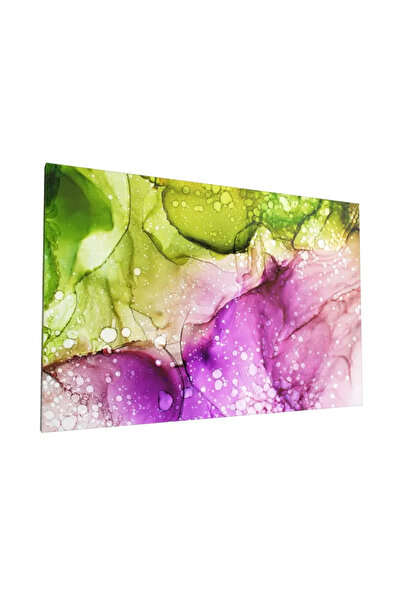 PozaTablou Pictură pe pânză: Explozie de culori verde și violet 100x70 cm