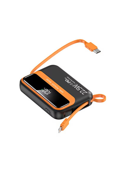 Trendoro External Battery Power Bank 10000mAh with 22.5W Fast Charging, Built-in iOS & Type-C Cables